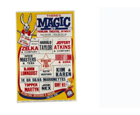 Two Magic Posters 1960's-70's "There's Magic" at the Pavilion Theatre Weymouth c' 1960's with Zelka, Jeffery Atkins, Topper M
