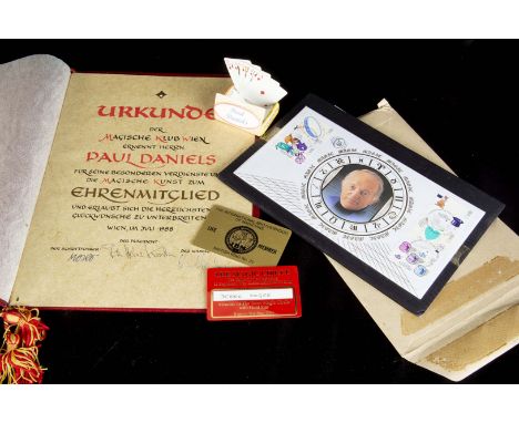 Ephemera, Including Debbie McGee's Magic Circle membership card from when she first joined and Paul Daniels honourary life me