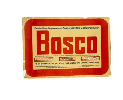 Bosco German Magic Poster c' 1960's Advertised as Gemany's leading magician/warlock, "Bosco" was the assumed name of this Ger