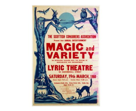 Scottish Magic Poster 1960 "Magic &amp; Variety" presented by the Scottish Conjurers Association at the Lyric Theatre, Glasgo