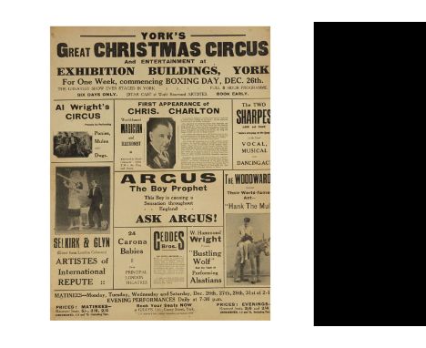 Chris Charlton Magic Poster 1932 For York's "Great Christmas Circus" Dec 1932, the poster adopting the format of a newspaper 