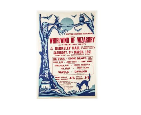 Four Scottish Magic Posters 1961 Entitled a "Whirlwind Of Wizardry" at the Berkeley Hall, Glasgow March 1961 &amp; including 