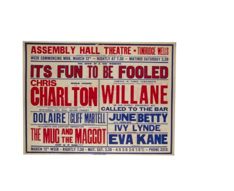 Chris Charlton Magic Poster c' 1950's At the Assembly Hall Theatre, Tunbridge Wells c' 1950's, a Variety bill headlined by th
