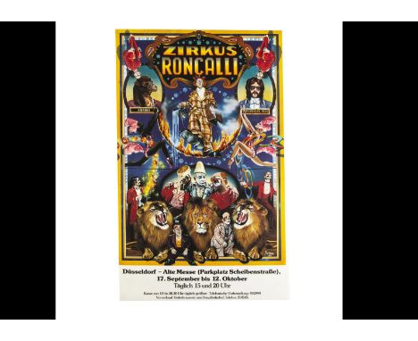 Zirkus Roncalli Magic Poster c' 1985 This German travelling circus placing clowns to the centre of the poster, for a performa