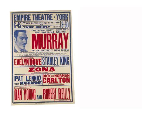 Murray Magic Poster 1939 A relatively early Murray poster from June 1939 showing an image of the dashing Australian magician 