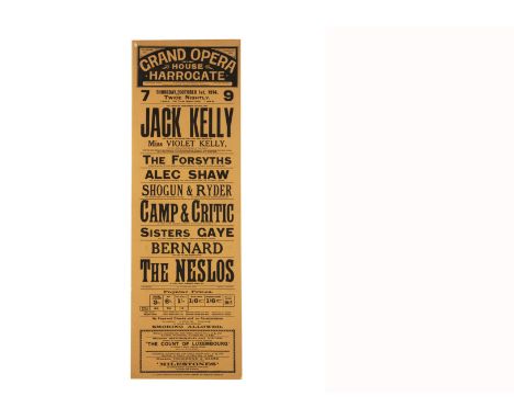 Harrogate Magic Poster 1914 At the Grand Opera House, Harrogate, Oct 1914 with a Variety Bill including the diverse attractio