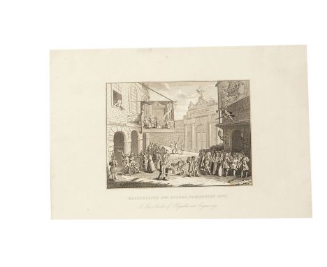 Hogarth Masquerade Print Described as "A Facsimile of Hogarth's Engraving" (the original c' 1724), entitled Masquerades &amp;