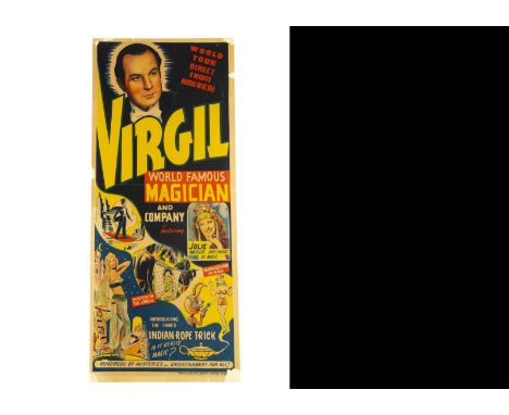 Virgil Magic Poster c' 1953-54 Presenting an image of the American magician &amp; his assistant Julie "America's Sweetheart O