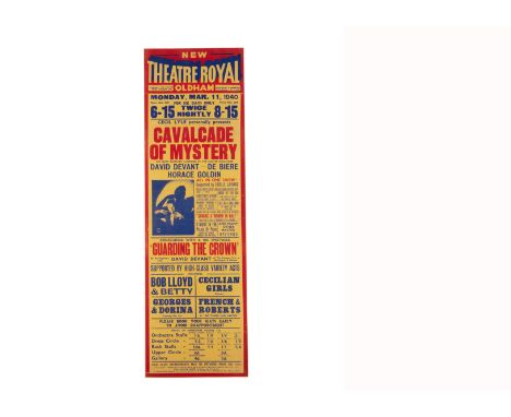 Lyle Devant Magic Poster 1940 At the New Theatre Royal, Oldham, a Cecil Lyle presentation of a "Cavalcade Of Mystery" with fe