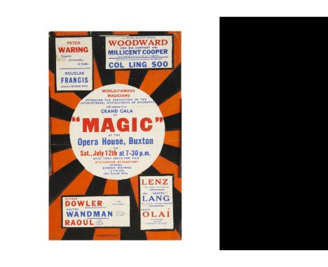 Seven Vintage Magic Posters 1920's-60's Including Woodward &amp; Millicent Cooper at the Buxton Opera House, Ali Bongo at the