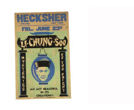 Li -Chung-Soo Magic Poster 1939 Card poster for the Hecksher Theatre New York June 1939 advertising "Mysteries Of The Orient"