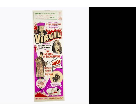 Virgil Magic Poster c' late 1950's-early 60's A riotous poster design for this Virgil magic show from Virgil's "5 Year World 