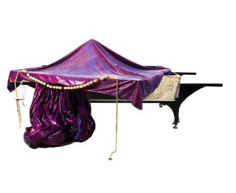 Illusion, Ghost Cabinet purple and black with a padded/diamante bed top glittery fabric over frame 102cm x 76 cm x 49 x 180 (