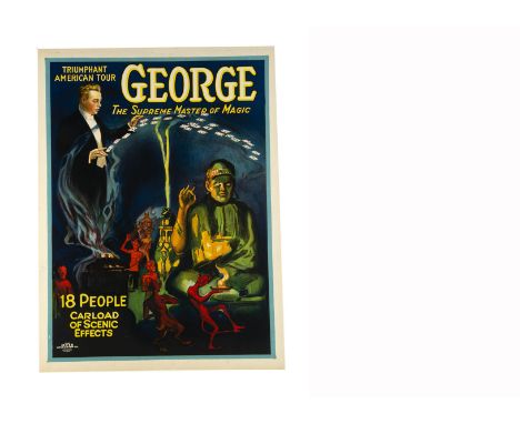 George Magic Poster c' mid-1920's Beautiful full colour poster for the "Triumphant American Tour" by George (George Grover 18