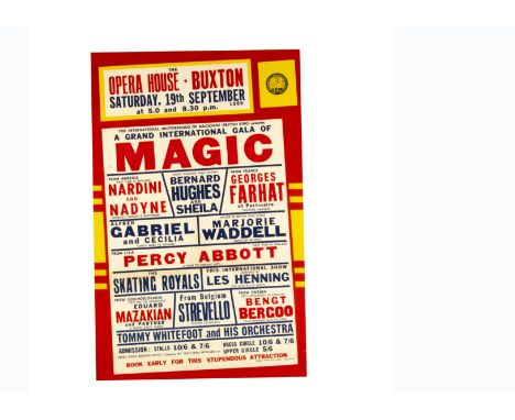 Buxton Magic Poster 1959 For the Opera House Buxton, Sept 1959, for a "Grand International Gala Of Magic", including Nardini 