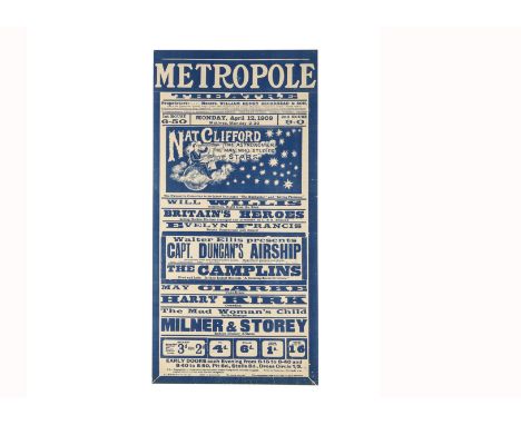 Metropole Magic Poster 1909 An early Variety bill poster, this for the Metropole Theatre, England, including various comedian