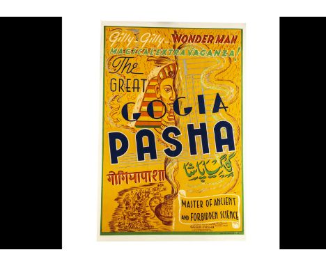 Gogia Pasha Magic Poster c' 1950's A generic poster for "The Great Gogia Pasha". This is a typically colourful Gogia Pasha po
