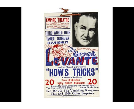 The Great Levante Magic Poster 1955 At the Newcastle Empire Theatre Nov 1955, this part of the world famous Australian illusi