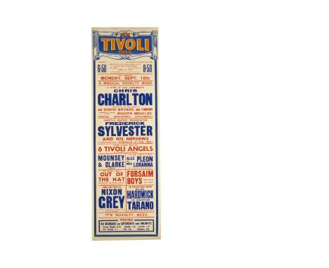Chris Charlton Magic Poster c' early 1930's At the New Tivoli, Hull, a Variety bill headed by Chris Charlton "Magician to H.M