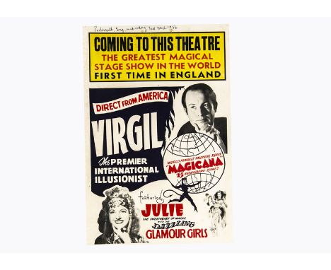 Virgil Magic Poster 1956 For Virgil's first English tour, the poster advertising "25 Breathtaking Scenes" of "Magicana". The 