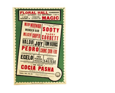 Gogia Pasha Magic Show Poster c' 1960's At the Floral Hall, Scarborough c' 1960's with a line-up including The Great Gogia Pa
