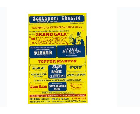 Southport Magic Poster c' 1970's "Grand Gala Of Magic" at the Southport Theatre with an international cast including Silvan (