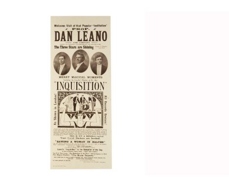 Dan Leano Magic Poster 1927 The poster shows images of the Welsh magician & his two sons above the title "Inquisition", this 
