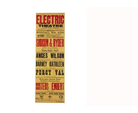 Scottish Magic Poster c' 1910's-20's For a Variety bill at the Electric Theatre, Falkirk, with the headliners Shogun &amp; Ry