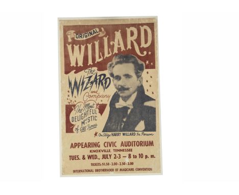 Willard The Wizard Magic Poster c' 1929 Willard The Wizard poster for Knoxville Tennessee c' 1929. "Willard" was one of a fam