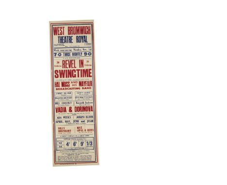 Kenneth Jackson Magic Poster c' 1930's Variety poster for the West Bromwich Theatre Royal with 30 acts including Kenneth Jack