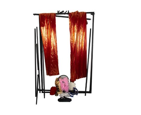 Illusion, Spirit cabinet as used on tour by Paul Daniels including portable screen with bright orange glittery curtains and p