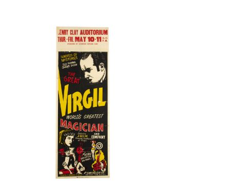 The Great Virgil Magic Poster c' 1950's The Great Virgil at the Henry Clay Auditorium, Lexington, USA, his acts including "We