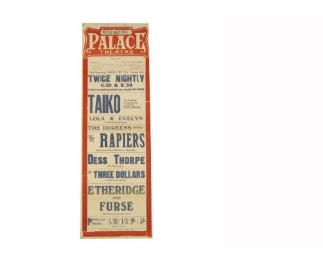 Taiko Magic Poster 1923 Variety bill at the Weston-super-Mare Palace Theatre May 1923 headlined by Taiko "The Mystical Conjur