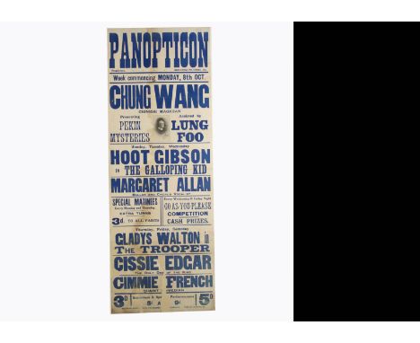 Chung Wang Magic Poster c' 1928 Variety bill at the Panoptican (London?) headlined by the "Chinese Magician" Chung Wang prese