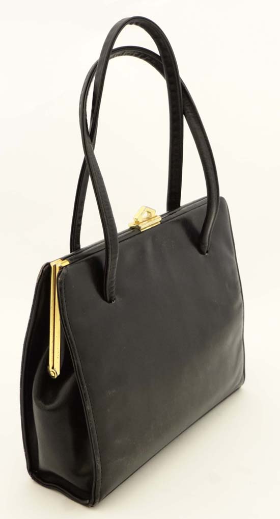 A Black Leather Handbag By Ackery London With Fabric Lining Lot 379 A Black Leather Handbag By Ackery London With Fabric Lining