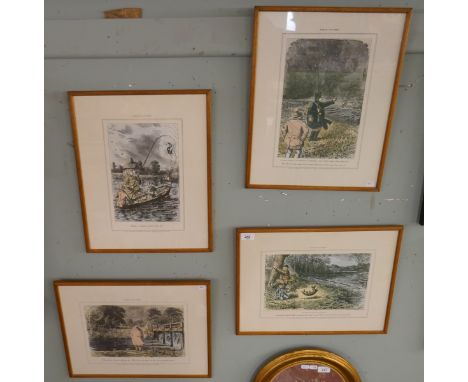 Set of 4 vintage fishing prints - Mr Briggs and His Doings 