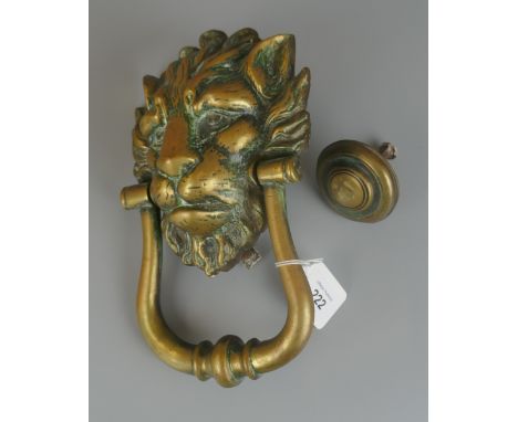 Large brass lion door knocker