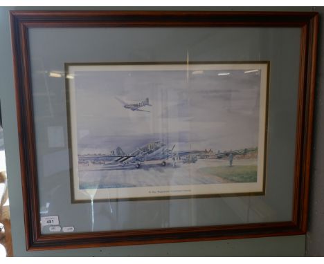 Signed print - David Meston D-Day preparations Greenham Common 