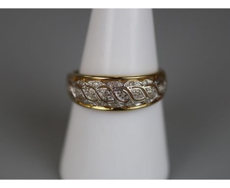 Gold diamond set ring - Size P 