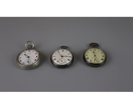 Two silver pocket watches together with another 