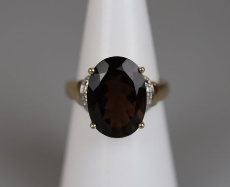 Gold topaz and diamond ring - Size K 