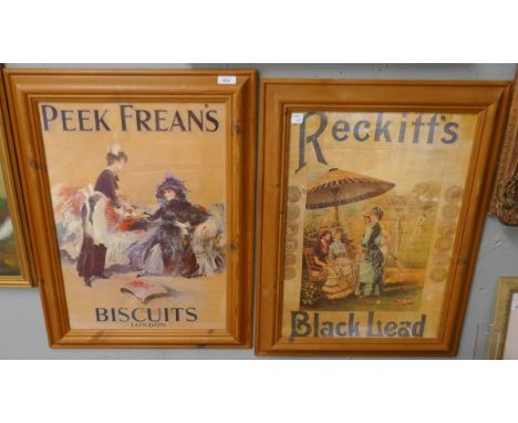 Pair of framed advertising prints 