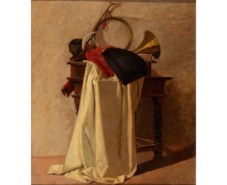 Spanish school from the end of the 18th century - beginning of the 19th century."Composition with three-cornered hat and bugl