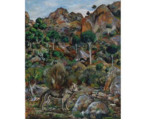 RAFAEL ZABALETA FUENTES (Quesada, Jaén, 1907 - 1960).El barranco del lobo ("The Wolf's Ravine"). 1946.Oil on canvas.Signed an