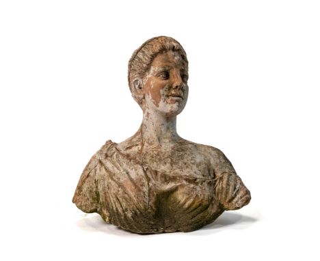 Bust of a woman in terracotta, damaged and then restored, 19th century. ADDITIONAL PHOTOS, INFORMATION OF THE LOT AND SHIPPIN