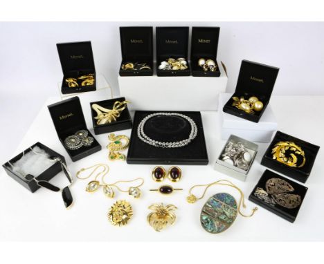 A mixed selection of vintage costume jewellery including many items by Monet and a brooch and earring set by Christian Dior