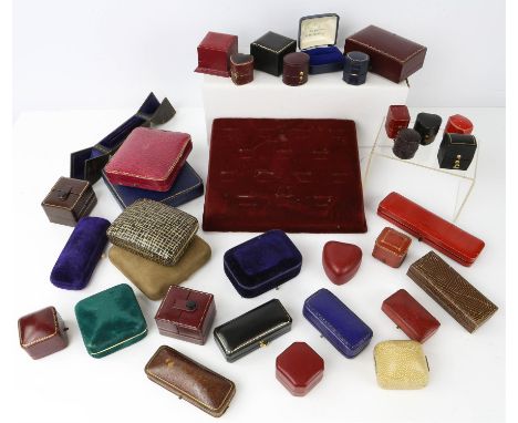 Large selection of empty jewellery boxes, including mainly antique ring and earring boxes