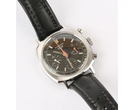 Heuer, A gentleman'sreference 7220 NT Camaro wristwatch,charcoal coloured dial signed Camaro Heuer with three subsidiary dial