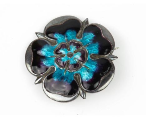 Queensway enamel floral brooch set in silverCondition Report:  Gross weight 8.9 grams
