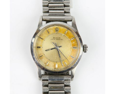 Rolex Gentleman's reference 6532  Oyster precision stainless steel wristwatch, the signed tropicalised  dial  with baton hour